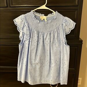 Loft‎ Blue Smocked Blouse